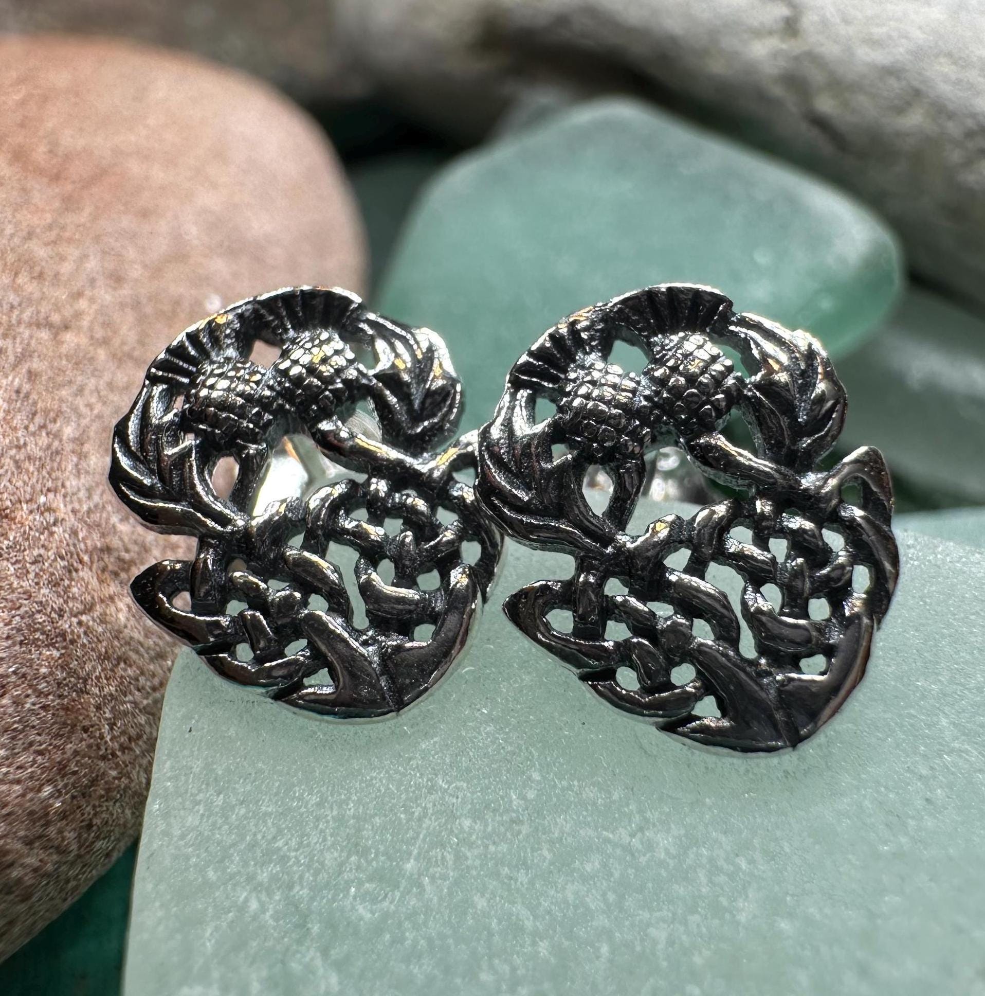 Thistle Earrings, Flower Jewelry, Scotland Jewelry, Celtic Jewelry, Graduation Gift, Anniversary Gift, Silver Stud Earrings, Post Earrings