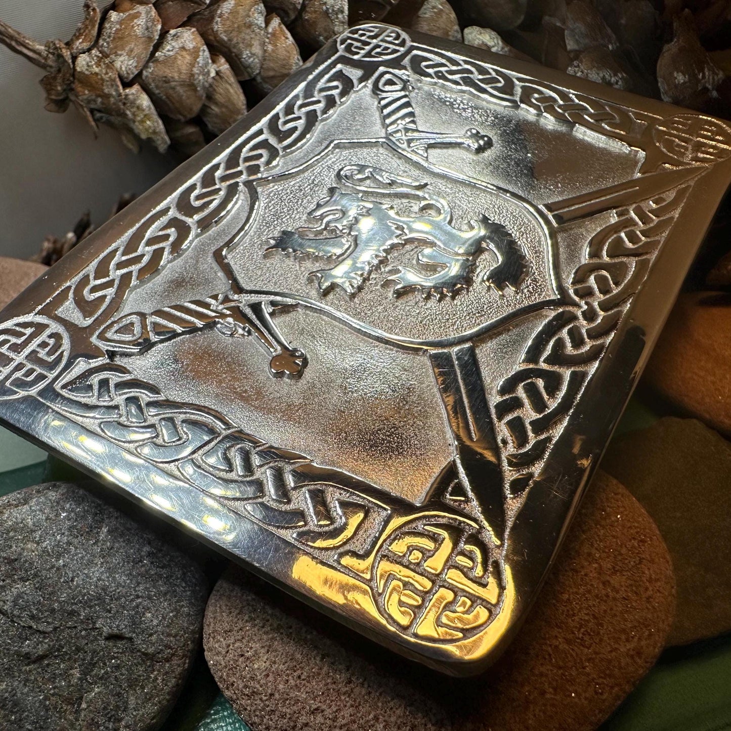Celtic Lion Kilt Belt Buckle, Scottish Belt Buckle, Pewter Buckle, Large Belt Buckle, Men's Celtic Gift, Irish Gift, Celtic Knot Buckle