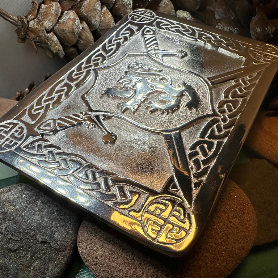 Celtic Lion Kilt Belt Buckle, Scottish Belt Buckle, Pewter Buckle, Large Belt Buckle, Men's Celtic Gift, Irish Gift, Celtic Knot Buckle