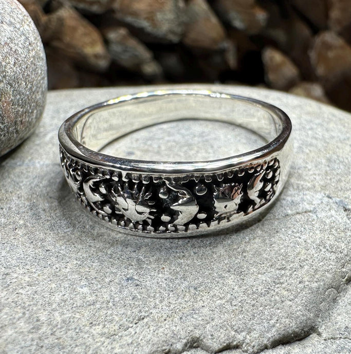 Crescent Moon Ring, Astronomy Ring, Celestial Ring, Outer Space Jewelry, Sun Ring, Science Lover Gift, Wiccan Jewelry, Boho Ring, Mom Gift