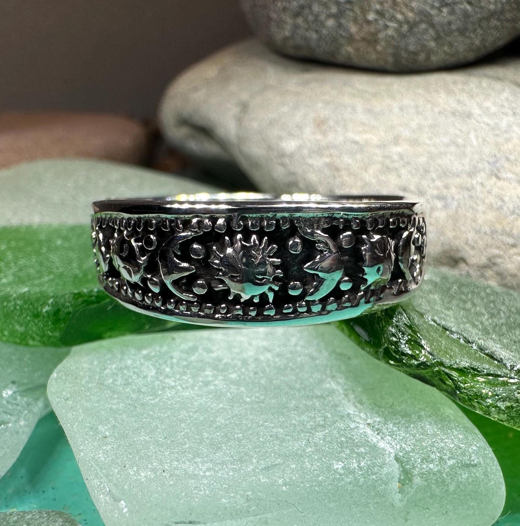 Crescent Moon Ring, Astronomy Ring, Celestial Ring, Outer Space Jewelry, Sun Ring, Science Lover Gift, Wiccan Jewelry, Boho Ring, Mom Gift