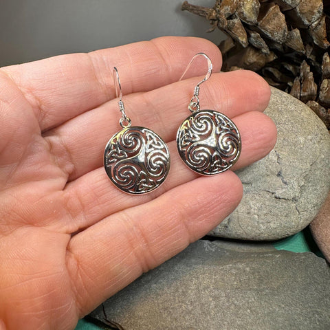 Load image into Gallery viewer, Celtic Spiral Earrings, Irish Jewelry, Scottish Jewelry, Ireland Gift, Triskelion Jewelry, Triskele, Celtic Jewelry, Triple Spiral Jewelry
