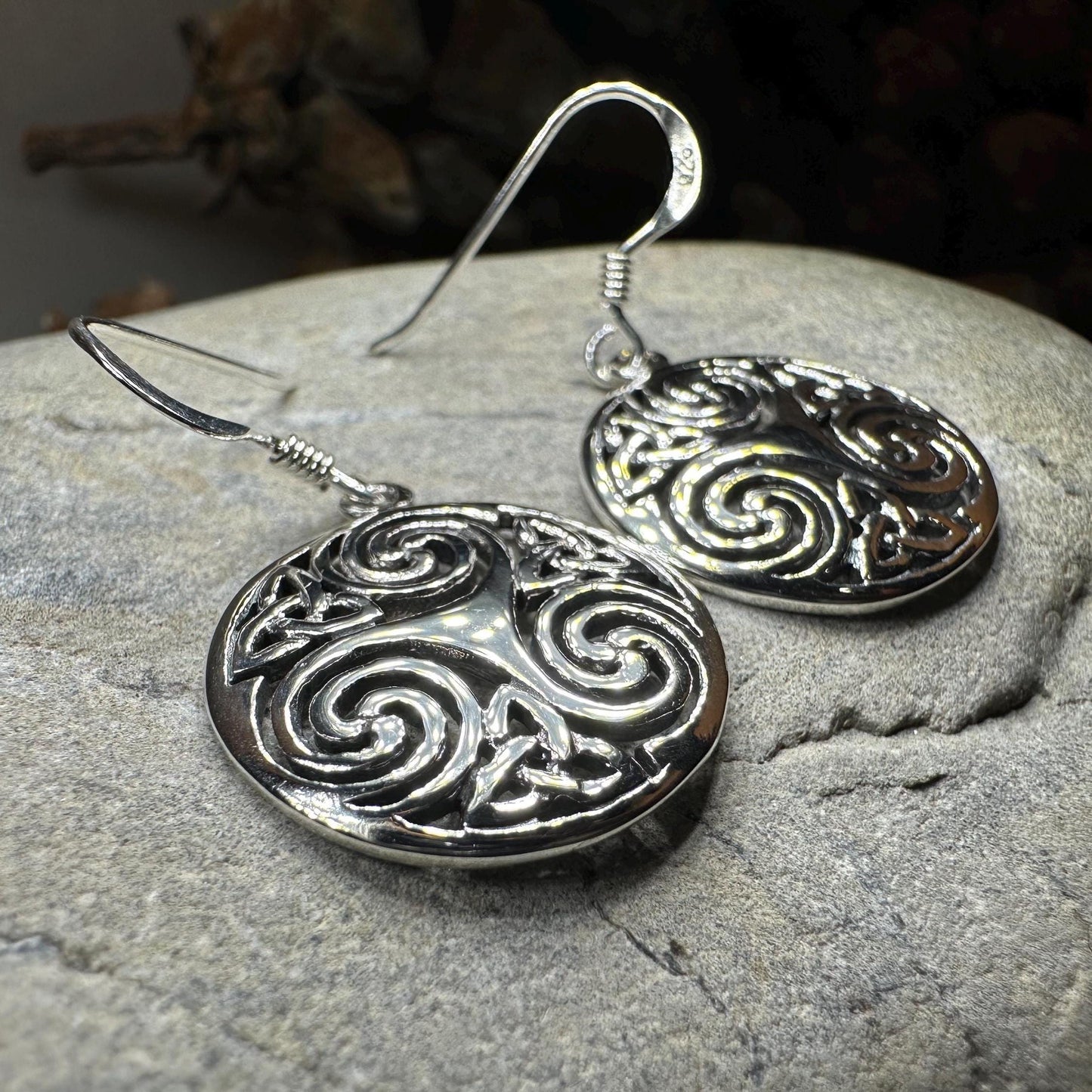 Celtic Spiral Earrings, Irish Jewelry, Scottish Jewelry, Ireland Gift, Triskelion Jewelry, Triskele, Celtic Jewelry, Triple Spiral Jewelry