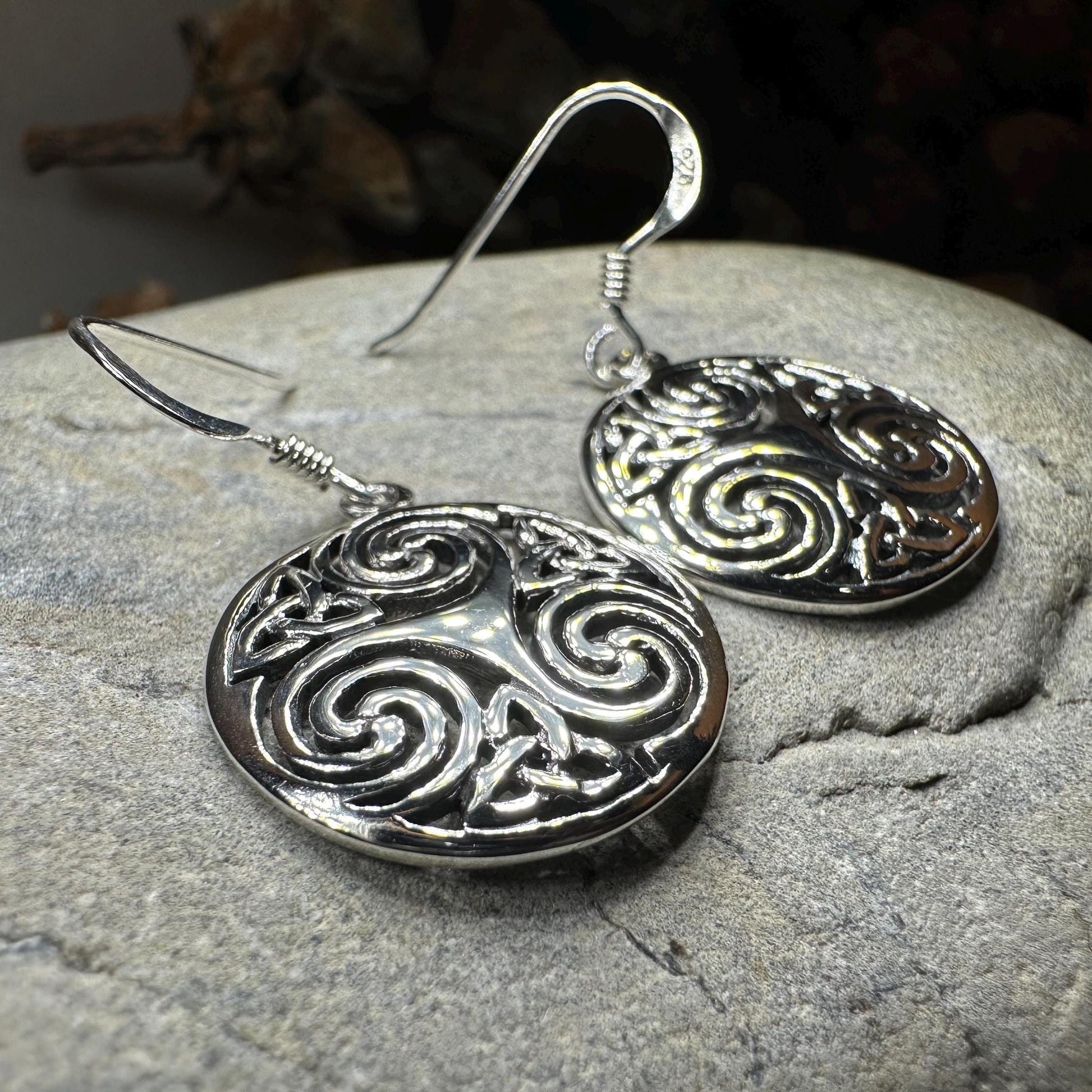 Celtic Spiral Earrings, Irish Jewelry, Scottish Jewelry, Ireland Gift, Triskelion Jewelry, Triskele, Celtic Jewelry, Triple Spiral Jewelry