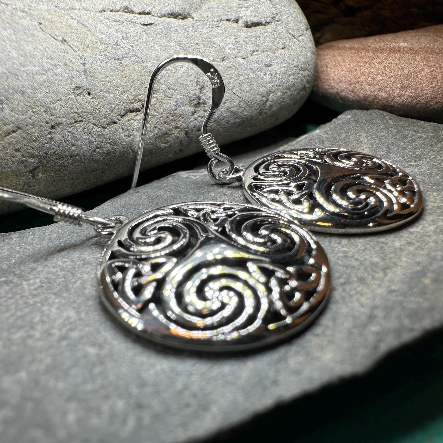 Celtic Spiral Earrings, Irish Jewelry, Scottish Jewelry, Ireland Gift, Triskelion Jewelry, Triskele, Celtic Jewelry, Triple Spiral Jewelry