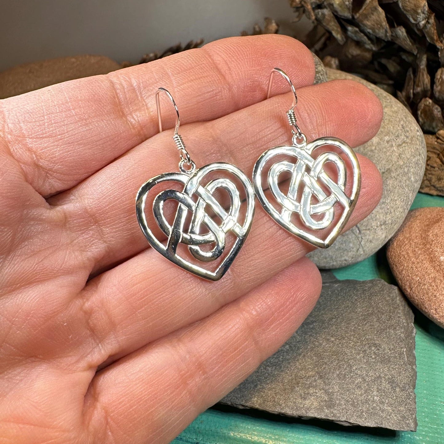 Gràidhear Celtic Heart Earrings — view 3