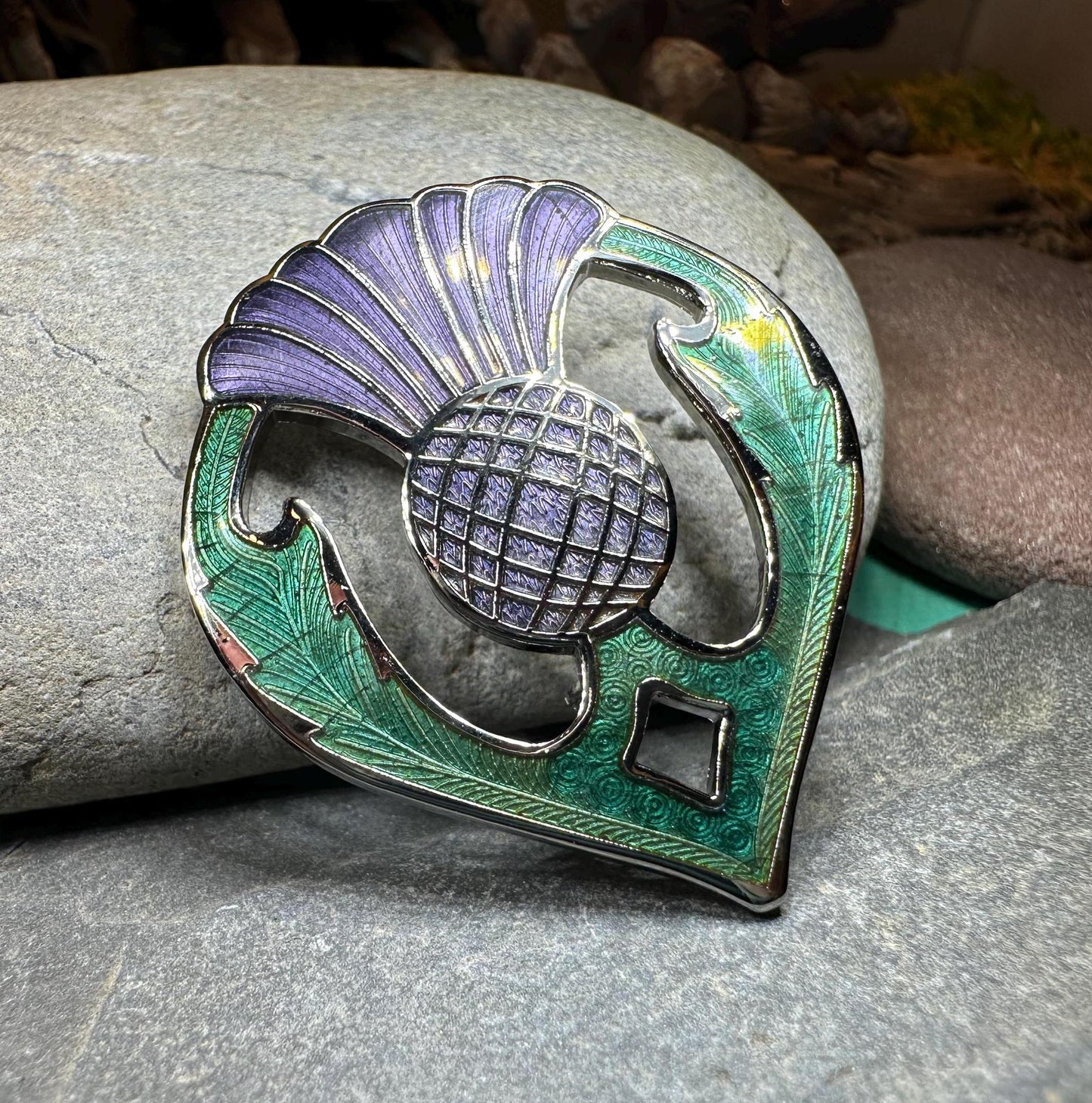 Thistle Brooch, Celtic Jewelry, Scottish Jewelry, Scotland Jewelry, Thistle Gift, Outlander Brooch, Enamel Jewelry, Celtic Pin, Wife Gift