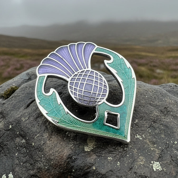 Thistle Brooch, Celtic Jewelry, Scottish Jewelry, Scotland Jewelry, Thistle Gift, Outlander Brooch, Enamel Jewelry, Celtic Pin, Wife Gift