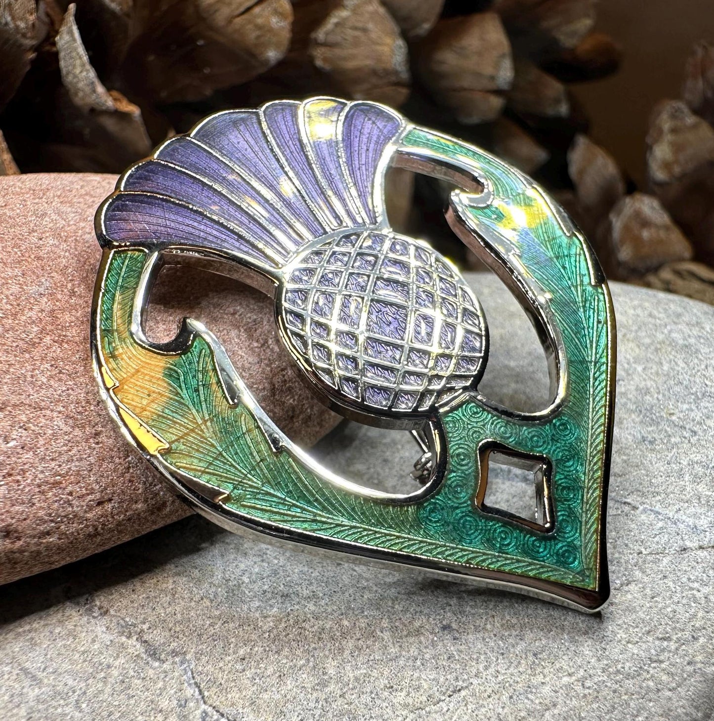 Thistle Brooch, Celtic Jewelry, Scottish Jewelry, Scotland Jewelry, Thistle Gift, Outlander Brooch, Enamel Jewelry, Celtic Pin, Wife Gift