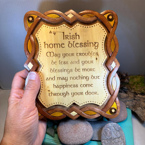 Load image into Gallery viewer, Irish Home Blessing Wall Art, Ireland Gift, Wooden Wall Plaque, New Home Gift, House Warming Gift, Irish Prayer, Irish Decor, Good Luck
