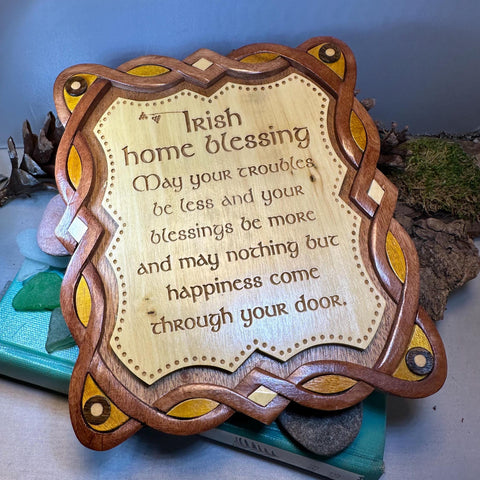 Load image into Gallery viewer, Irish Home Blessing Wall Art, Ireland Gift, Wooden Wall Plaque, New Home Gift, House Warming Gift, Irish Prayer, Irish Decor, Good Luck
