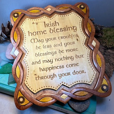 Load image into Gallery viewer, Irish Home Blessing Wall Art, Ireland Gift, Wooden Wall Plaque, New Home Gift, House Warming Gift, Irish Prayer, Irish Decor, Good Luck
