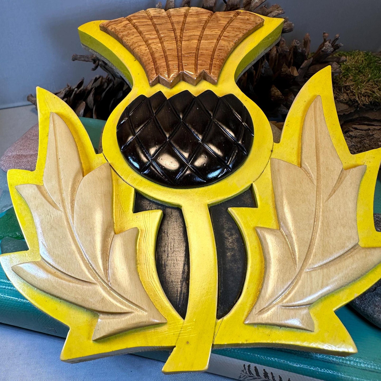 Wooden Scottish Thistle Wall Plaque — view 4