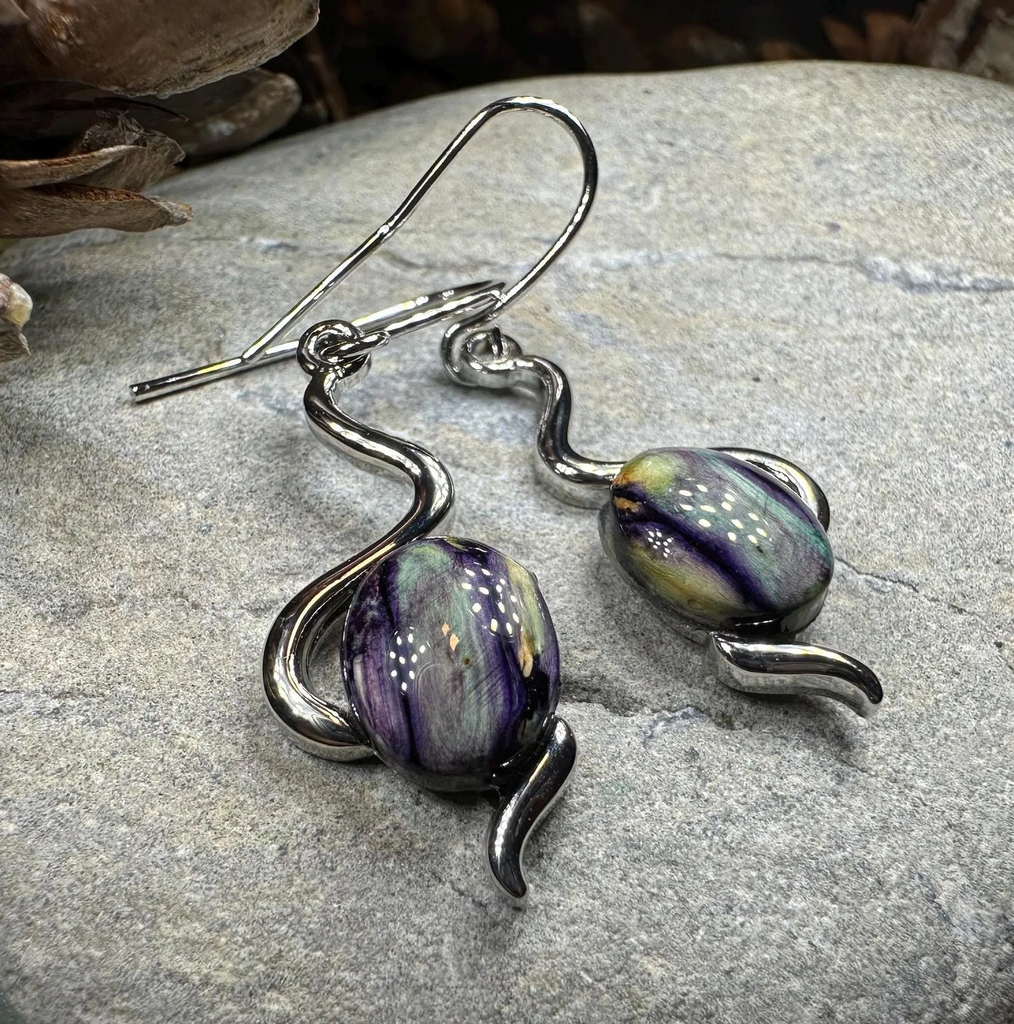 Heathergems Celtic Wiggle Earrings - Handmade in Scotland