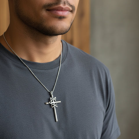 Load image into Gallery viewer, Star of David Cross Necklace, Cross Jewelry, Israel Support Gift, Anniversary Gift, Christian Gift, Religious Jewelry, Jewish Star Cross
