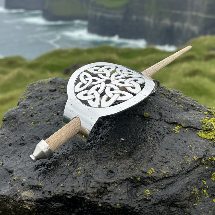 Elegant Trinity Knot Hair Slide - Celtic Crystal Design Jewelry in pewter