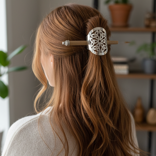 Elegant Trinity Knot Hair Slide - Celtic Crystal Design Jewelry