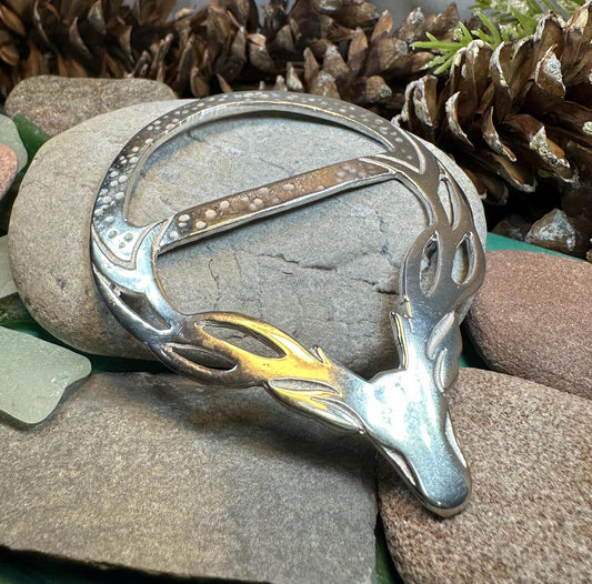 Pewter Stag Scarf Ring - Handmade in Scotland