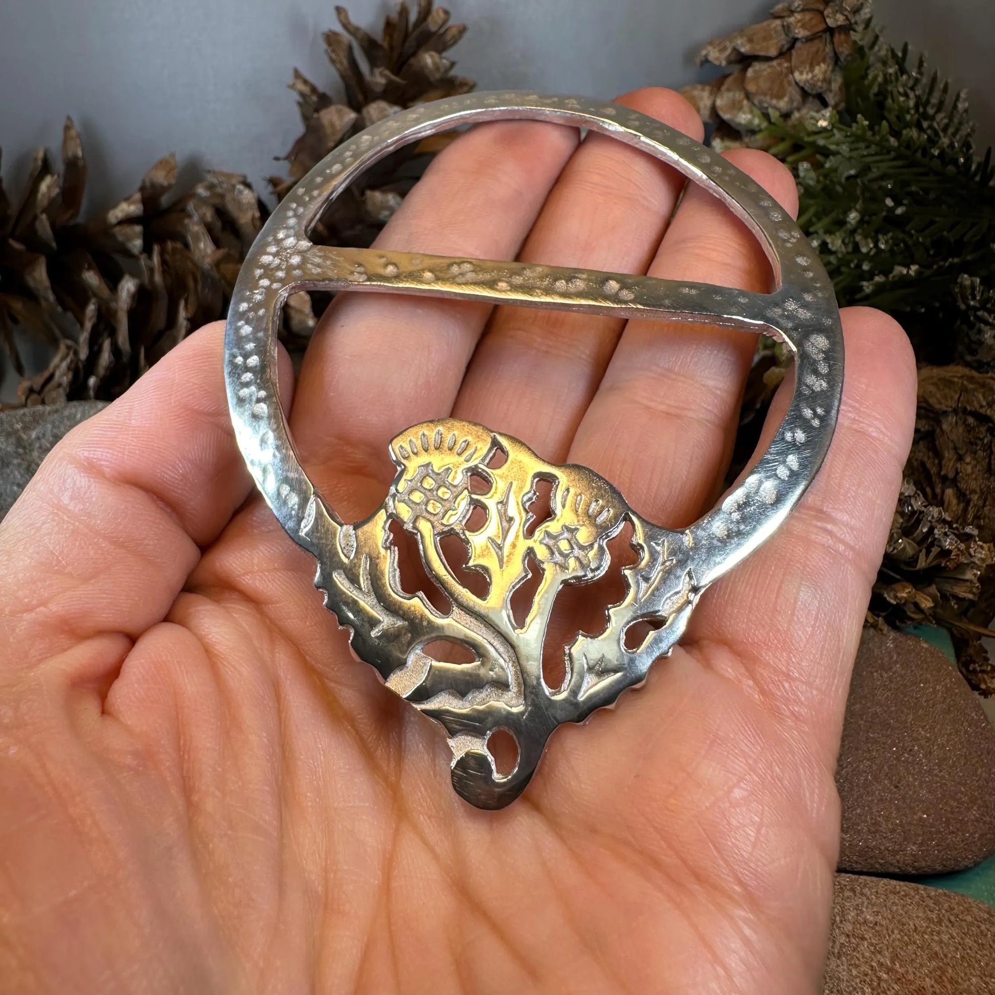 Double Thistle Scarf Ring - Handmade in Scotland — view 10