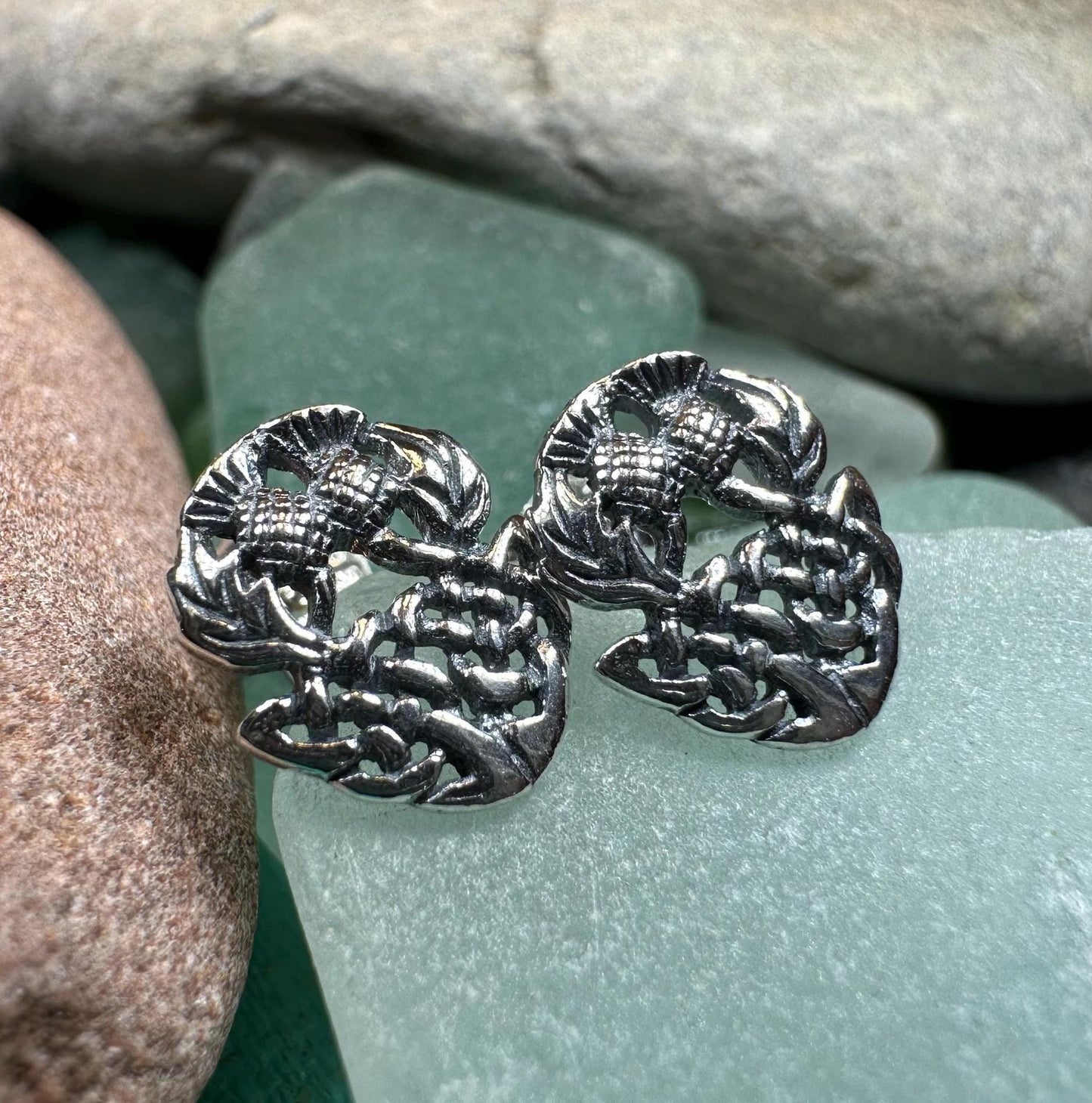 Thistle Earrings, Flower Jewelry, Scotland Jewelry, Celtic Jewelry, Graduation Gift, Anniversary Gift, Silver Stud Earrings, Post Earrings
