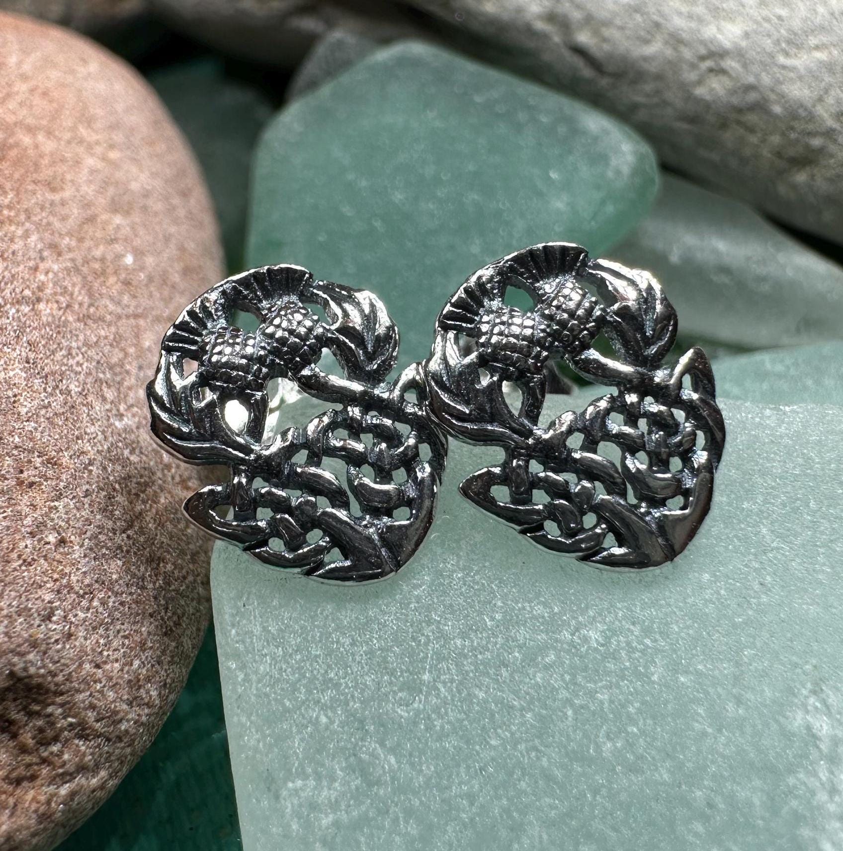 Thistle Earrings, Flower Jewelry, Scotland Jewelry, Celtic Jewelry, Graduation Gift, Anniversary Gift, Silver Stud Earrings, Post Earrings