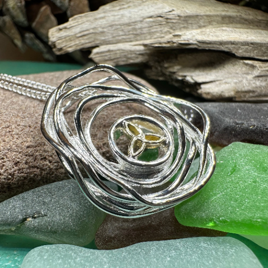 Cradle of Life Trinity Knot Necklace in sterling silver