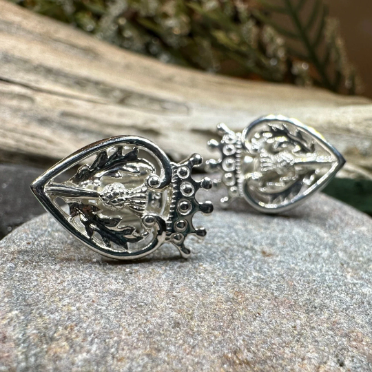 Regal Scottish Thistle Luckenbooth Earrings — view 4