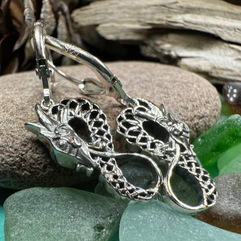 Load image into Gallery viewer, Iorna Celtic Dragon Earrings

