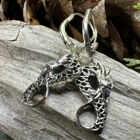 Load image into Gallery viewer, Iorna Celtic Dragon Earrings
