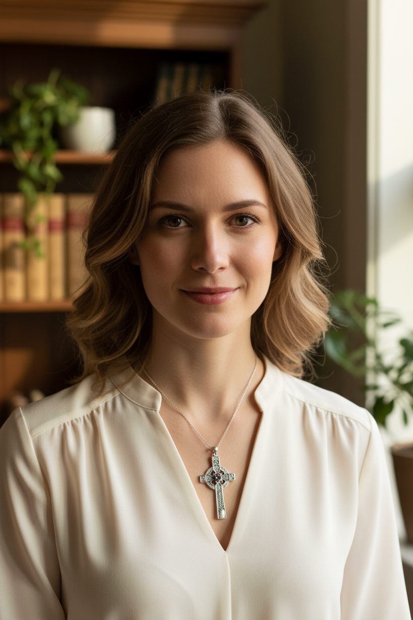 Gibrian Celtic Cross Necklace in Sterling Silver — view 2