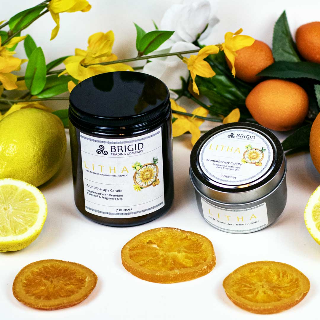 Litha Soy Wax Candle - Lemon & Orange Natural Candle for the Summer Solstice — view 3