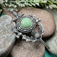 Load image into Gallery viewer, Thistle Sword Kilt Pin
