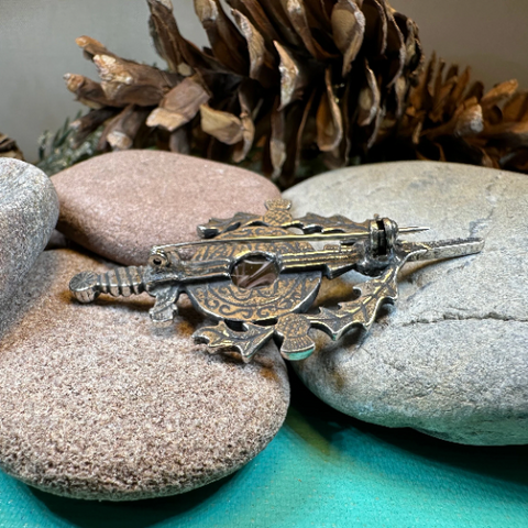 Load image into Gallery viewer, Scottish Thistle Sword Kilt Pin - Handmade in Scotland
