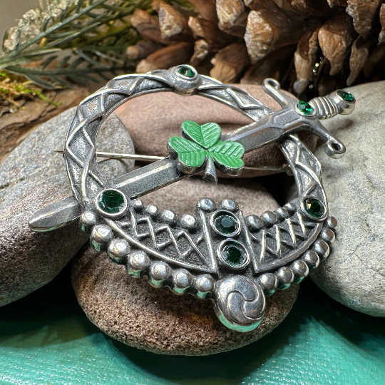 Large Irish Shamrock Shield Kilt Pin — view 6