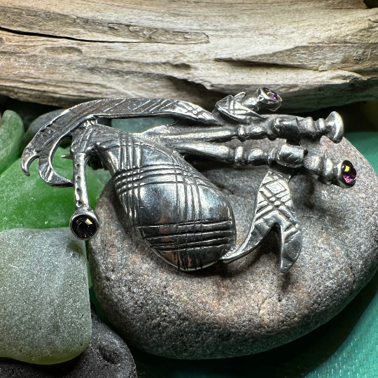 Bagpipes Crystal Brooch — view 3