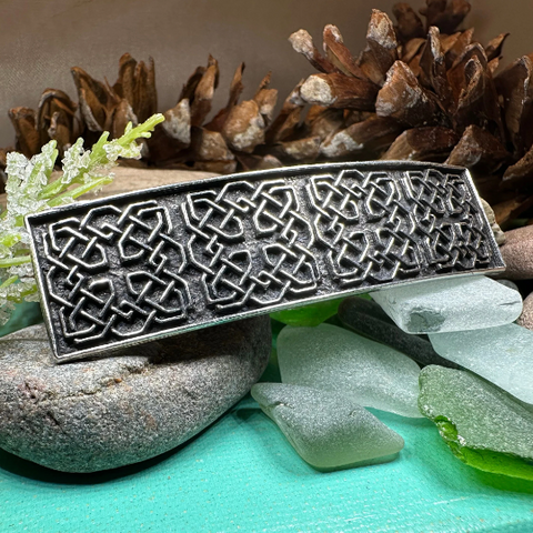 Load image into Gallery viewer, Pewter Celtic Harmony Knot Hair Clip for Women
