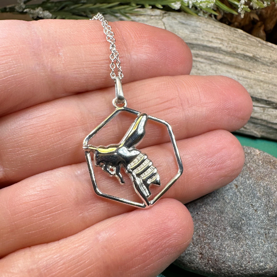 Honeycomb Bee Necklace — view 8