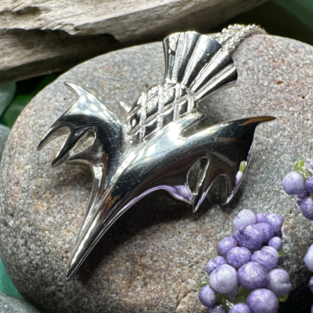 Vyolet Scottish Thistle Necklace in Sterling Silver — view 3