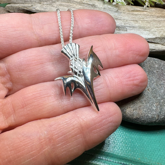 Vyolet Scottish Thistle Necklace in Sterling Silver — view 8
