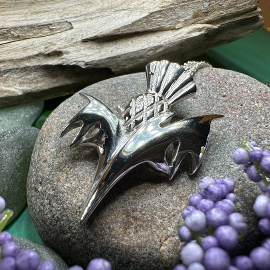 Vyolet Scottish Thistle Necklace in Sterling Silver — view 7