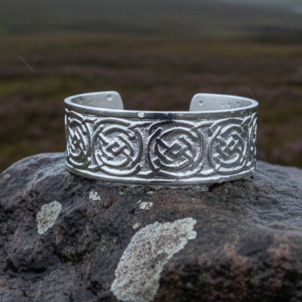 Celtic Knot Pewter Cuff Bracelet - Handmade in Scotland
