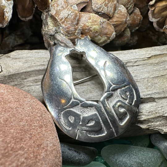 Celtic Cats Brooch - Handmade in Scotland