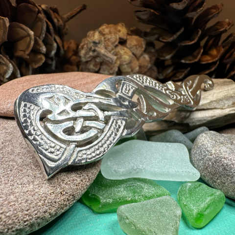 Load image into Gallery viewer, Celtic Dragon Kilt Pin - Handmade in Scotland
