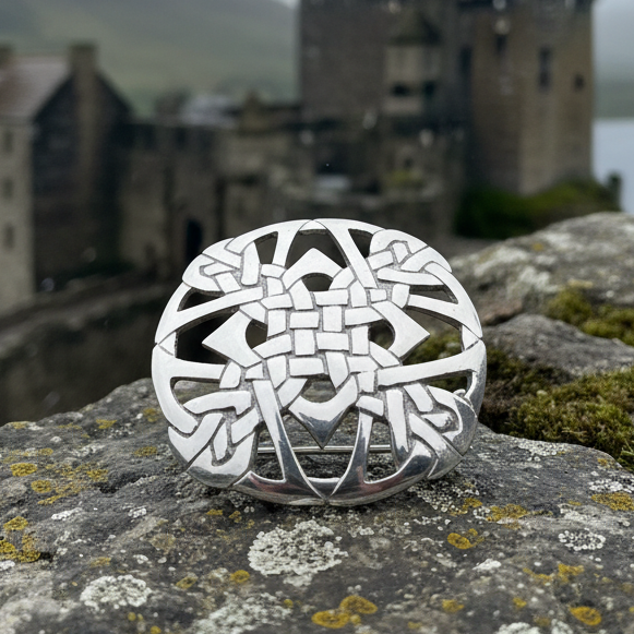 Pewter Celtic Cross Brooch - Handmade in Scotland
