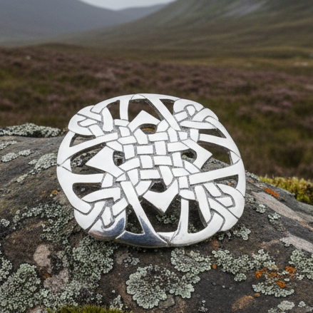 Load image into Gallery viewer, Pewter Celtic Cross Brooch - Handmade in Scotland

