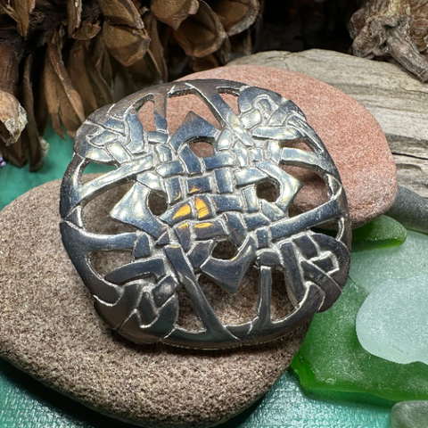 Load image into Gallery viewer, Pewter Celtic Cross Brooch - Handmade in Scotland
