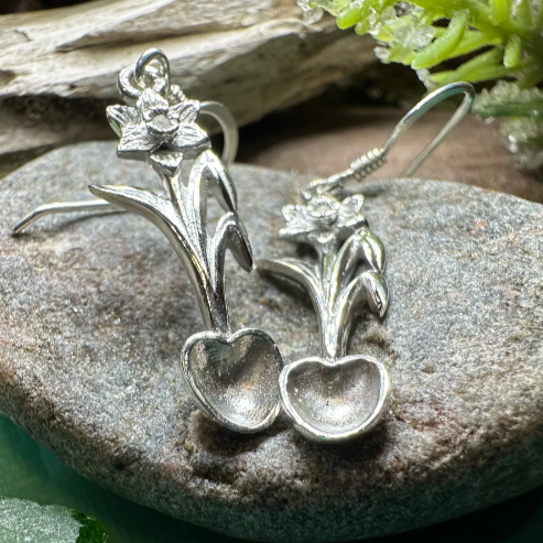 Welsh Daffodil Love Spoon Earrings