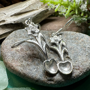 Welsh Daffodil Love Spoon Earrings
