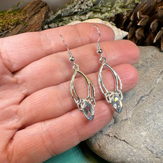 Ania Celtic Trinity Knot Blue Topaz Earrings