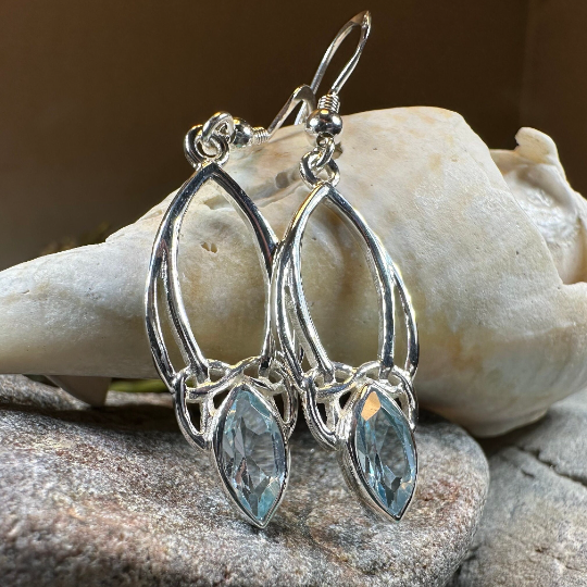 Ania Celtic Trinity Knot Blue Topaz Earrings